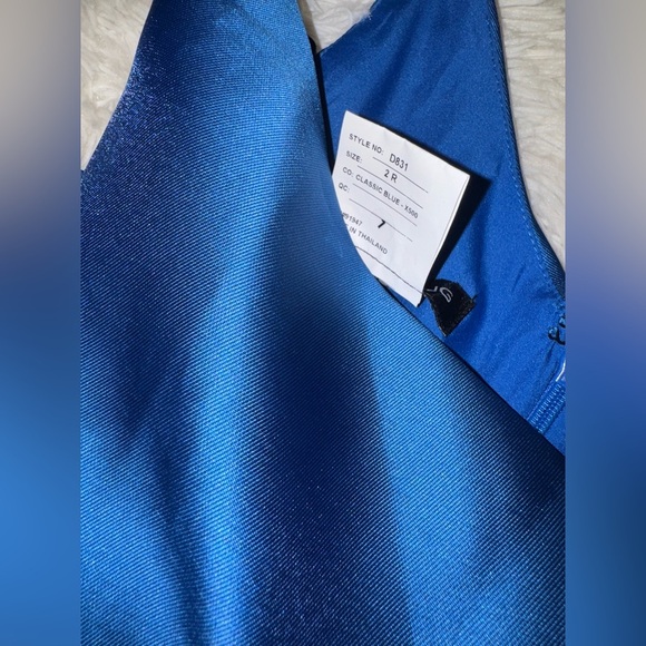 NEW ALFRED SUNG Strapless Satin Classic High Low Hem Dress D831 Blue sz US 2 - Picture 6 of 7